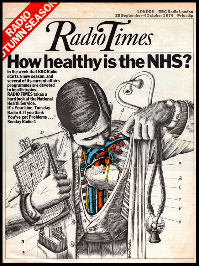 Brookes’ first cover design for Radio Times, 1974