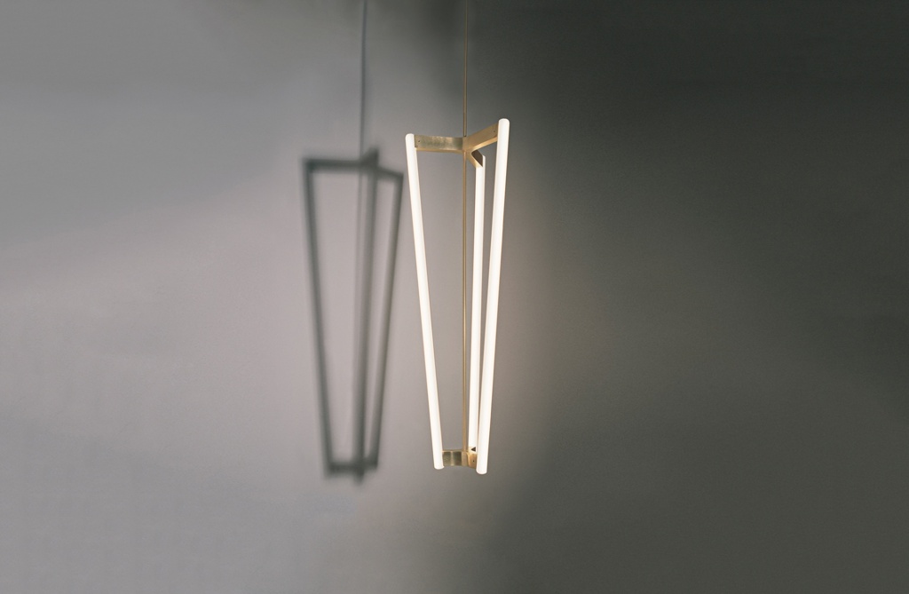 Tube chandelier satin brass, 2006