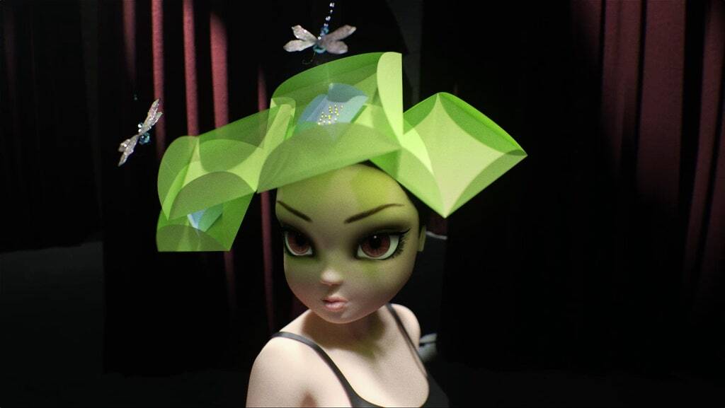 Lakeside Romance - A crin water lily headdress with hovering dragonflies, S/S 21