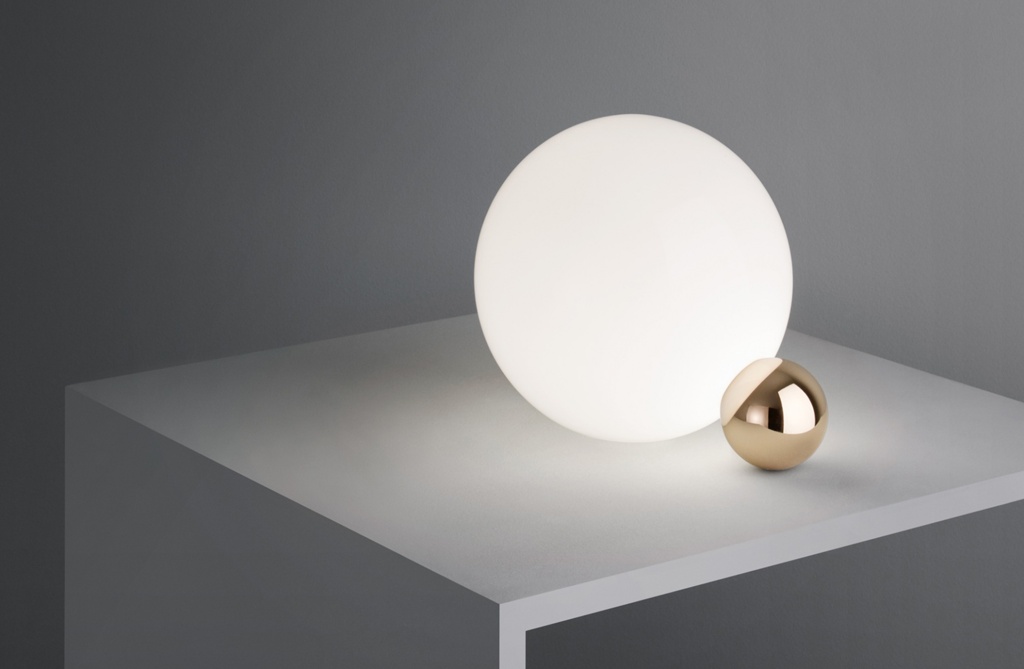 Copycat for Flos, Opaline glass, polished brass, 2015