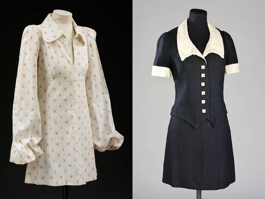 Right: Skirt Suit, Biba, 1968. Left: Mini Dress, 1969