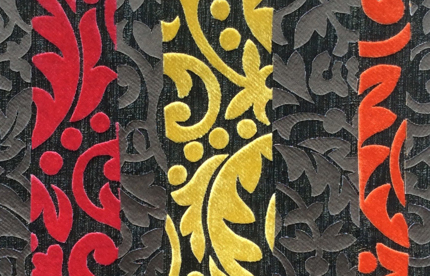 Hand dyed silk and velvet appliqué,