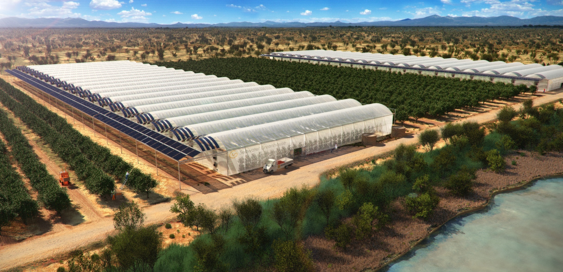 Restorative agriculture using sea water in the Australian Outback, 2010